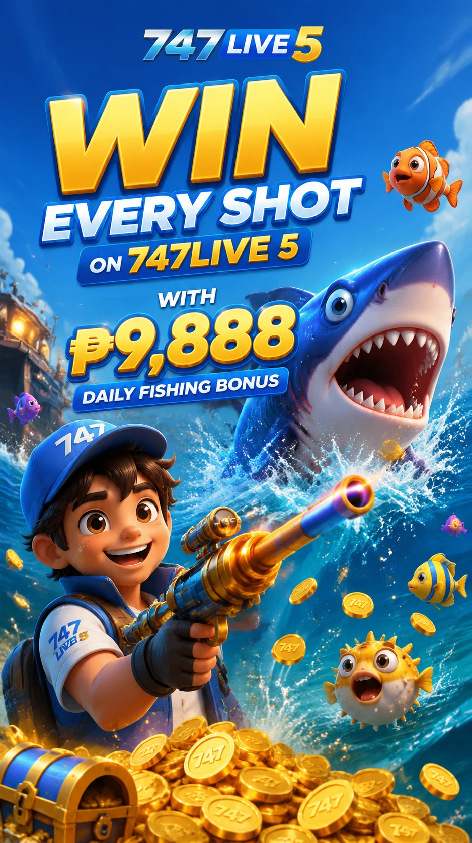Mobile fishing gameplay visual